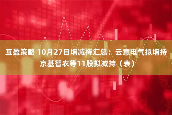 互盈策略 10月27日增减持汇总：云意电气拟增持 京基智农等11股拟减持（表）